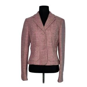 Ann Taylor pink tweed three button blazer size 2
